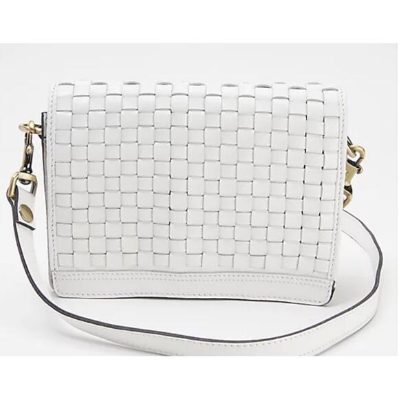 Patricia Nash Leather Washed Woven Atessa Crossbody white bag A377405